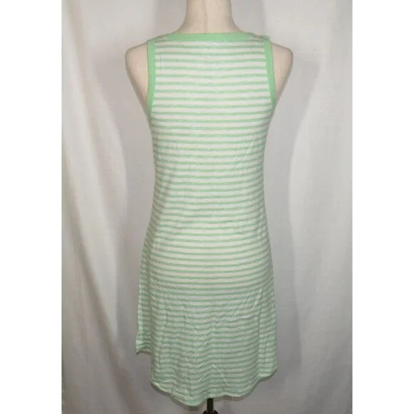 Candace Cameron Bure Sunkissed Linen Blend Green Striped V Neck Tank Dress XXS - Picture 3 of 7